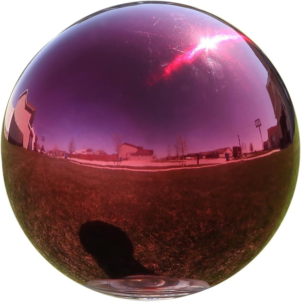 Lily's Home 10" Diameter Stainless Steel Gazing Globe Mirror Ball, Colorful and Shiny Addition to