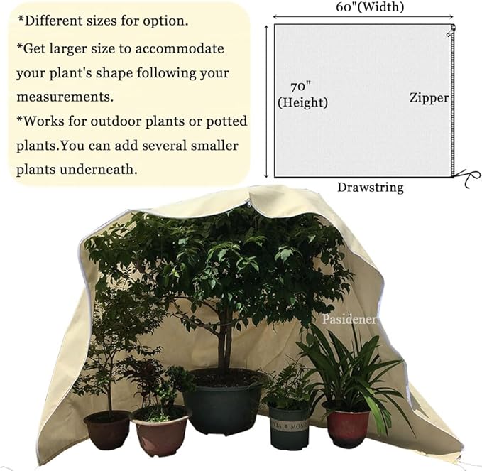Plant Covers Freeze Protection 2.8oz 2 Packs 70"x60" Winter Tree Covers Frost Blankets for Outdoor