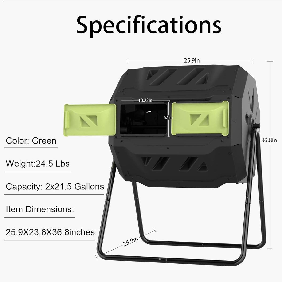 SQUEEZE master Compost Bin 43 Gallon Outdoor Tumbler composters Garden Tumbling or Rotating Compost