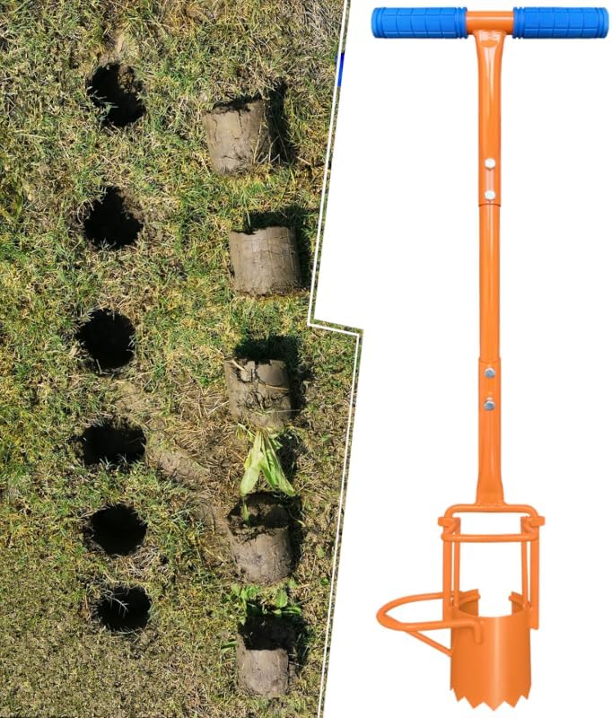glorousamc Bulb Planter, Weeder, Sod Plugger, Flower Planting, Soil Sampler-5-IN-1 Lawn Tool and