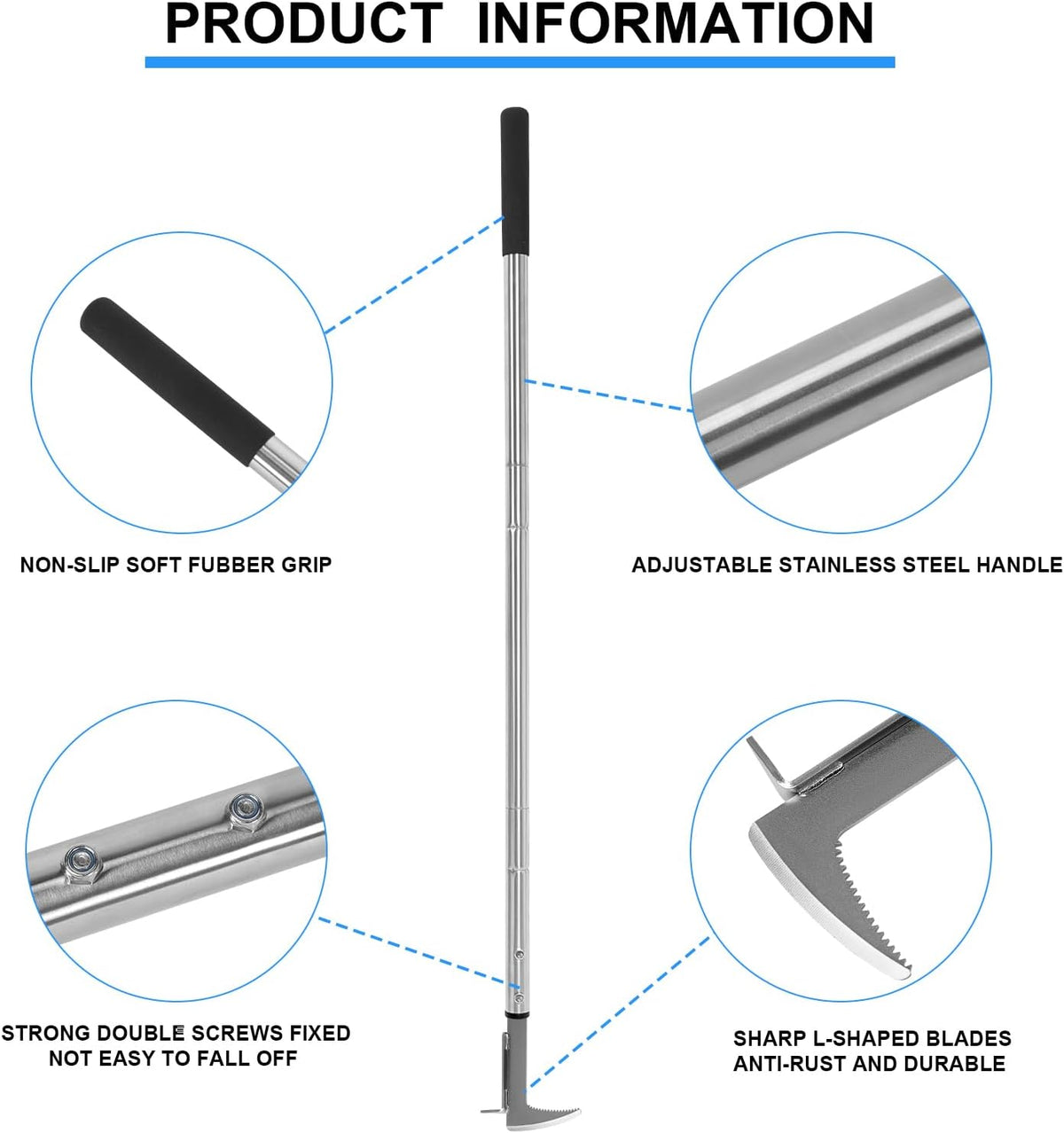 Crack Weeder, Stainless Steel Manual Crevice Weeding Tool, Long Handle Weed Grabber Remover
