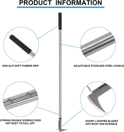 Crack Weeder, Stainless Steel Manual Crevice Weeding Tool, Long Handle Weed Grabber Remover