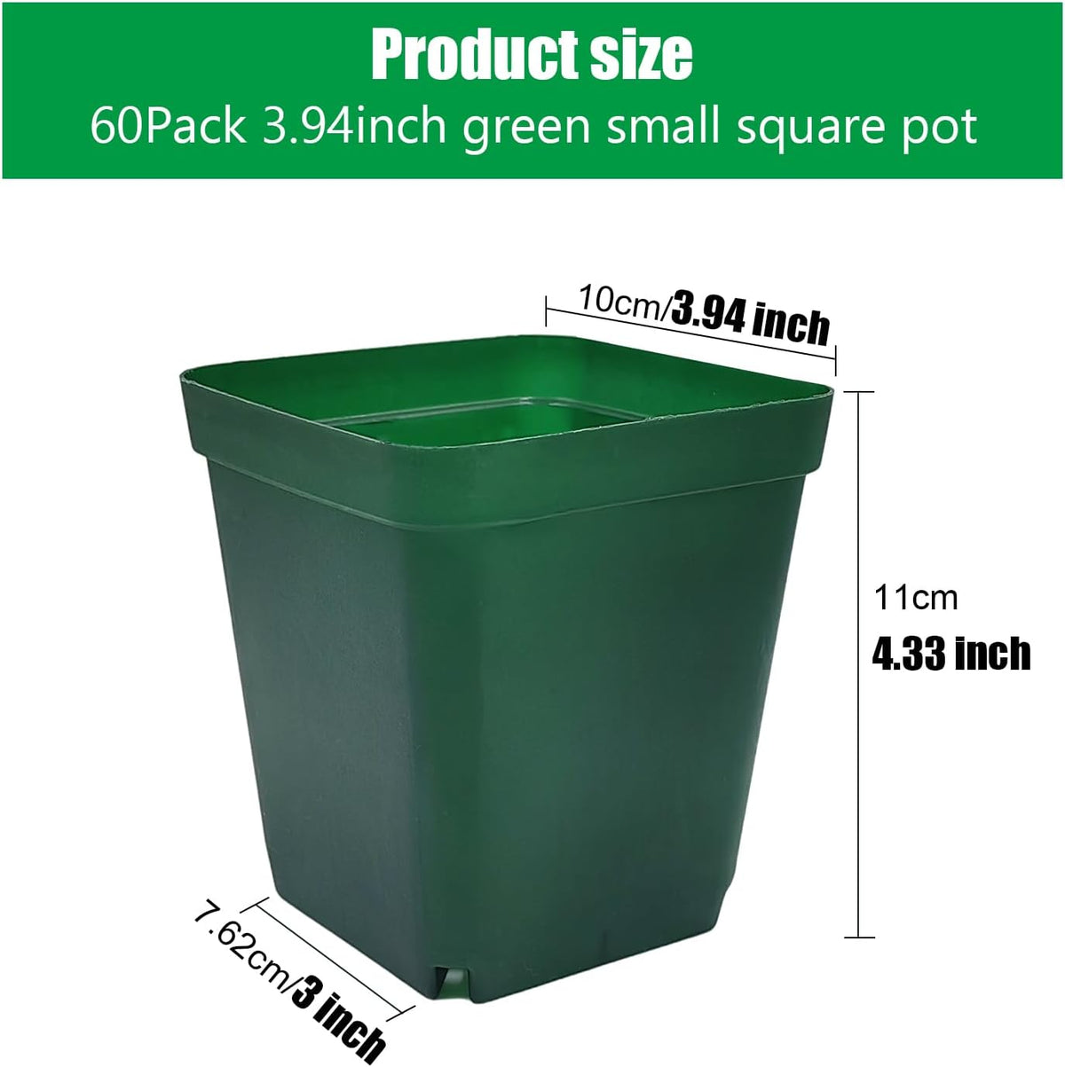 Square Nursery Succulent Pots 4 Inches 60 Pcs Deep Flower Plant Nursery Seedling Grow Pots Plastic