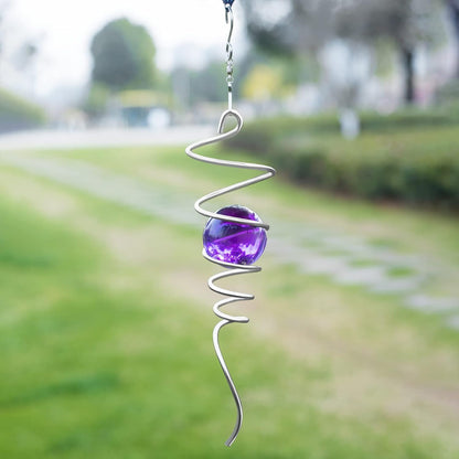Gazing Ball Spiral Tail Wind Spinner Stabilizer, Garden Decorations Stainless Steel Metal with Hook