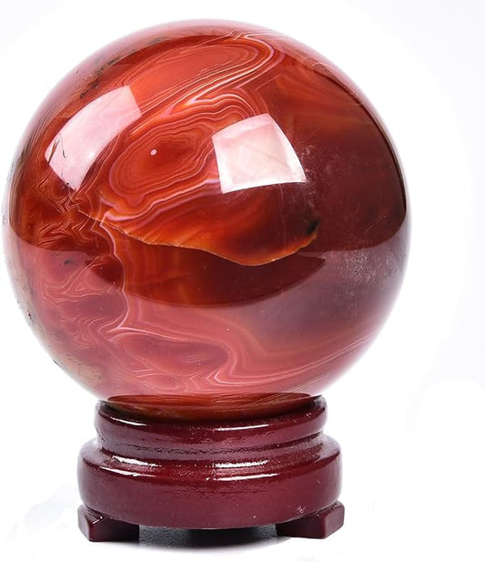 JIC Gem 2.7-3.1 inch(70-80mm) Large Red Agate Crystal Ball Round Healing Crystals Decorative Sphere