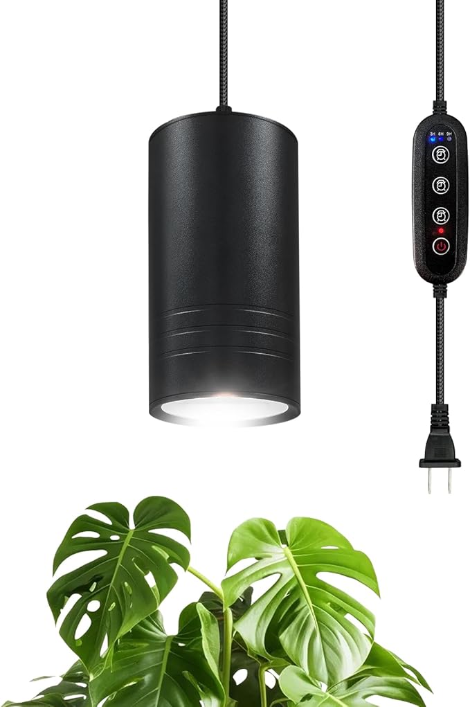 Plant Hanging Grow Light Full Spectrum Warm White Color with Timer, Plug-in Pendant Grow