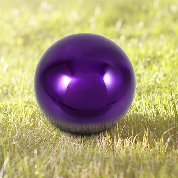 Stainless Steel Purple Gazing Ball - 5 Inch Mirror Reflective Sphere for Garden Decor Eye-Catching