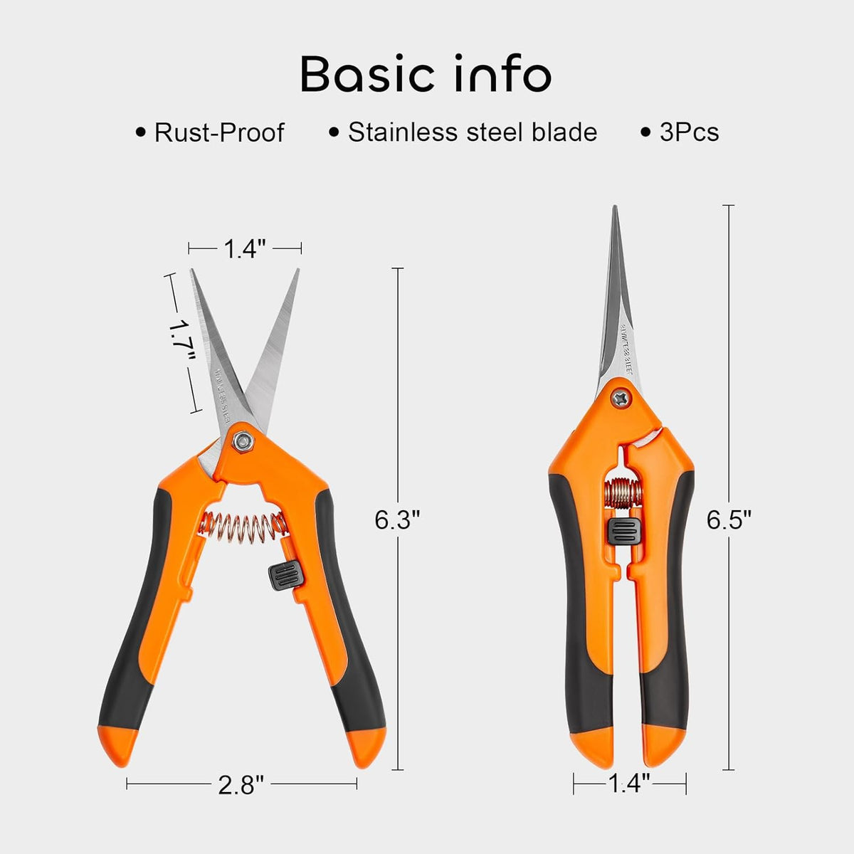 GROWNEER 6 Packs Pruning Shears Gardening Hand Pruning Snips with Straight Stainless Steel