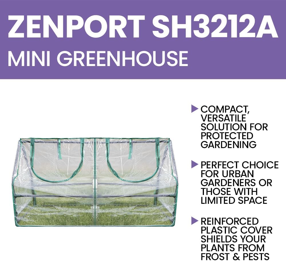 Zenport SH3212A Garden Cold Frame Greenhouse Cloche for Easy Access Protected Gardening