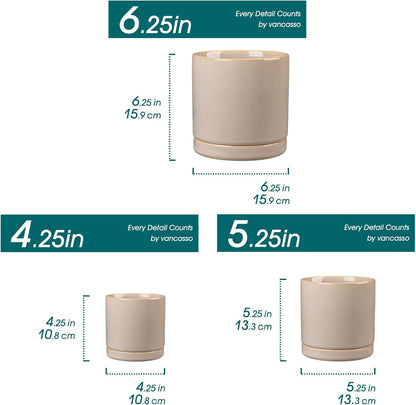 vancasso Ceramic Plant Pots, 3 Piece Planters for Indoor Plants, 4.25+5.25+6.25 Inch Flower Pots