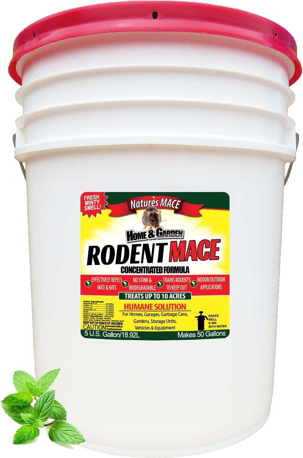 Nature’s MACE Rodent Repellent 5 Gal Concentrate, Covers 10 Acres, Repel Mice & Rats, Keep Mice