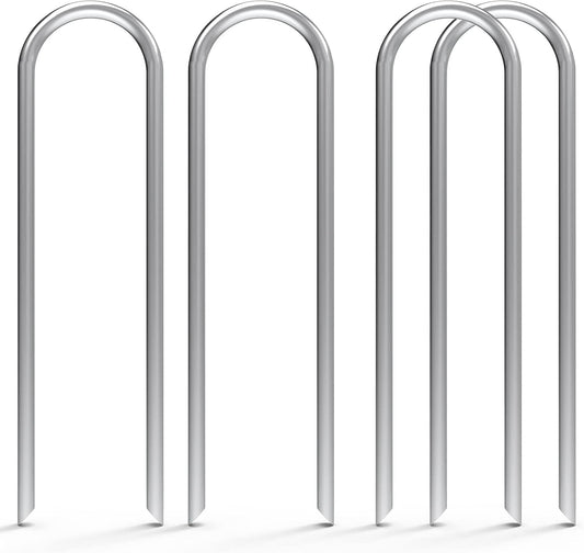 MySit 12 Pack 12 Inch Garden Stakes Heavy Duty 11 Gauge Galvanized Yard Staples U Pegs Fences Drip