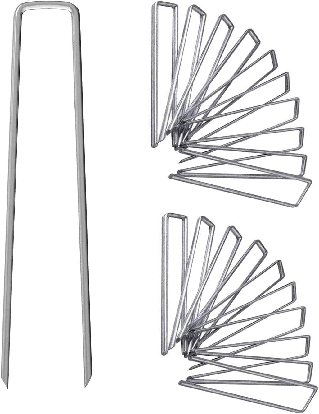 12 Inch Galvanized Garden Landscape Staples Stakes, 25 50 100 PCS Anti-Rust Garden Staples U-Shaped