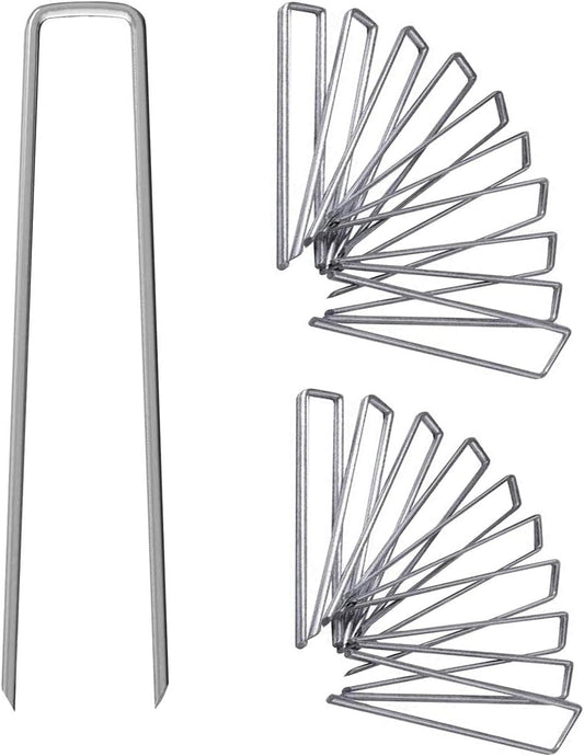 12 Inch Galvanized Garden Landscape Staples Stakes, 25 50 100 PCS Anti-Rust Garden Staples U-Shaped