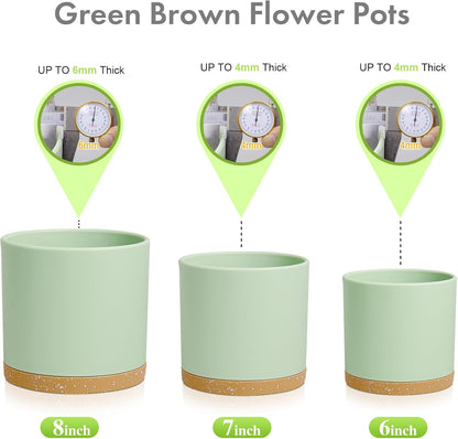 8/7/6 inch Plant Pots, 3 Pack Cylinder Flower Pots for Outdoor Indoor Plants, Decorative Plastic