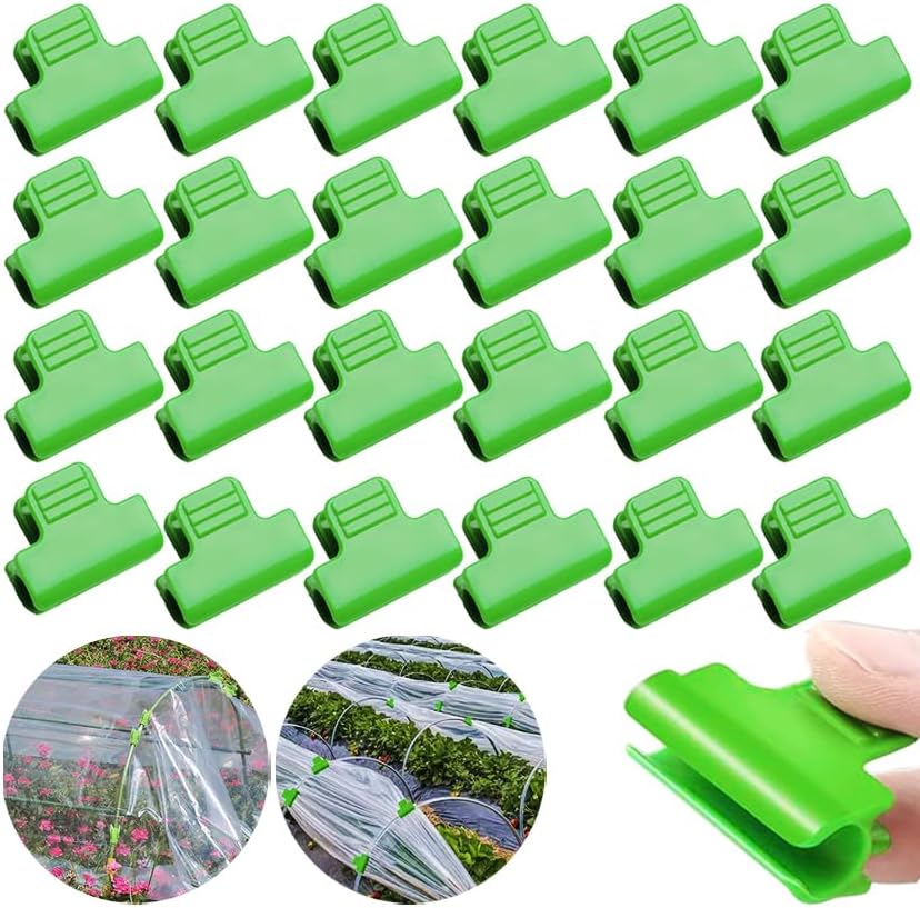 24pcs Greenhouse Clamps, Plant Clips, Garden Film Row Cover Netting Tunnel Hoop Clip for 15-17mm