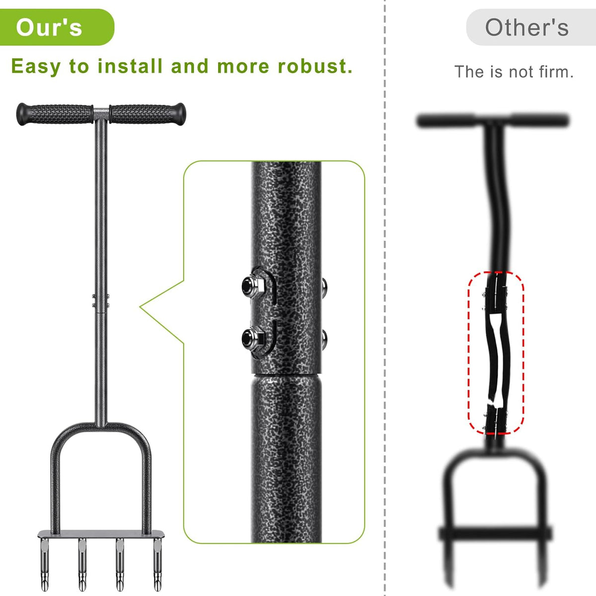 Dolibest Manual Aerator Lawn Tool, Manual Yard Plug Aerators with 4 Stainless Steel Semi-Open