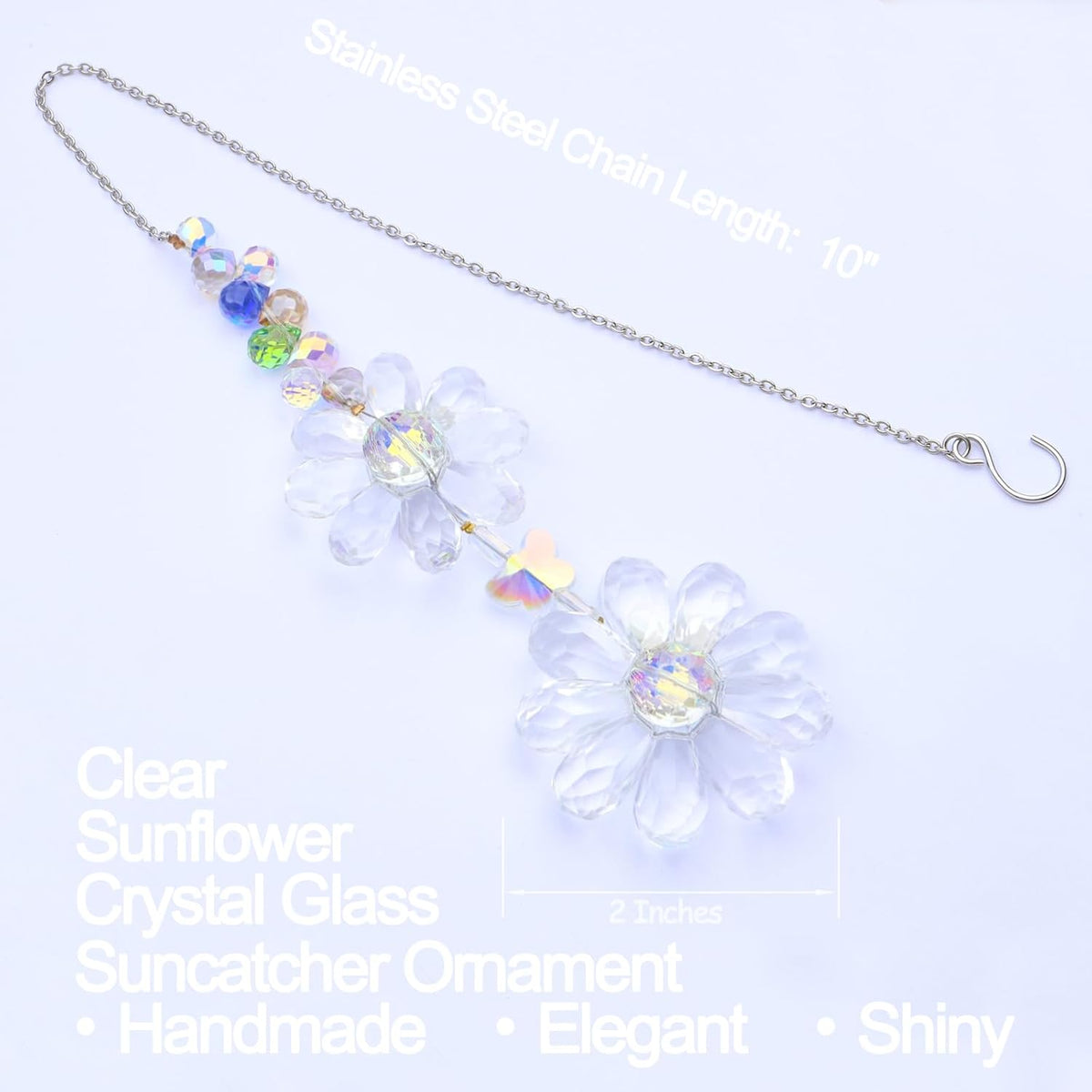 Crystal Flower Suncatcher Hanging Ornament, Rainbow Maker Window Sun Catcher Indoor Outdoor Patio