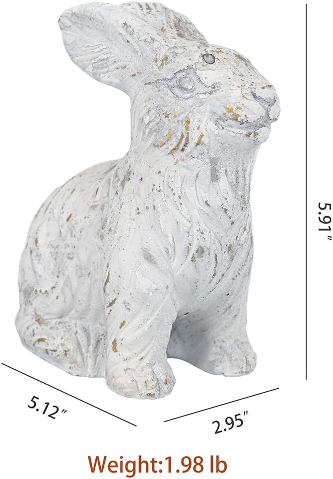 All Chic Bunny Decor Garden Statue White Rabbit Cement Rabbit Statue for Home Garden Indoor Outdoor