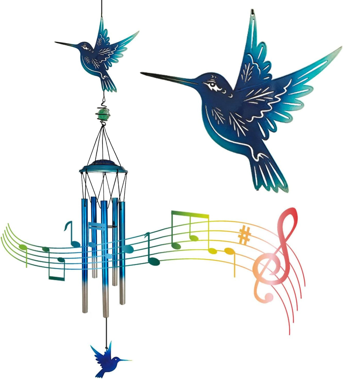 Outdoor Wind Chimes Hummingbird Metal WindChimes Gift for Outside/Indoors, Home, Lawn, Porch