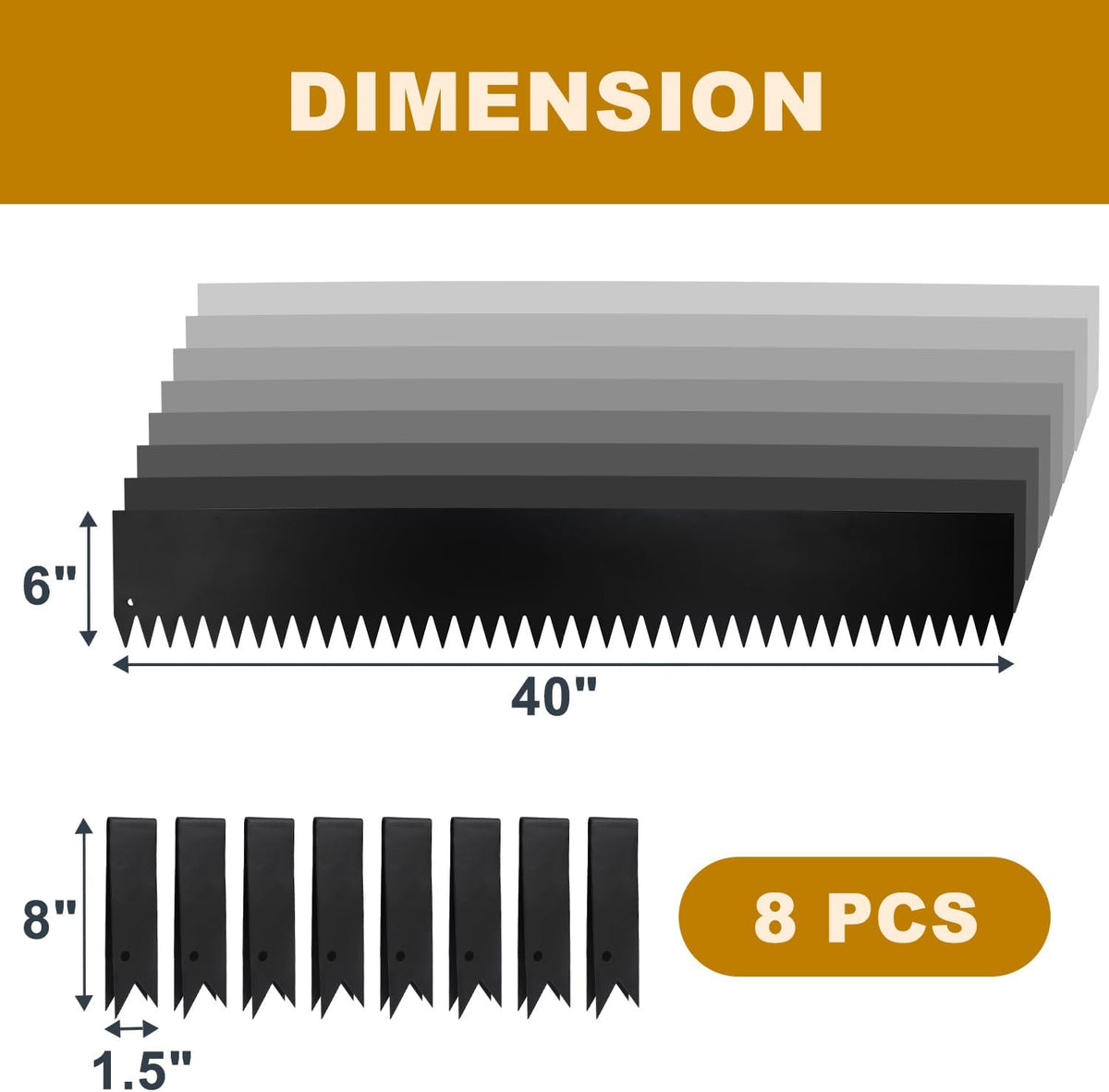 8-Pack Steel Landscape Edging 40 * 6 Inch Metal Edging for Landscaping Border Tall Garden Edging