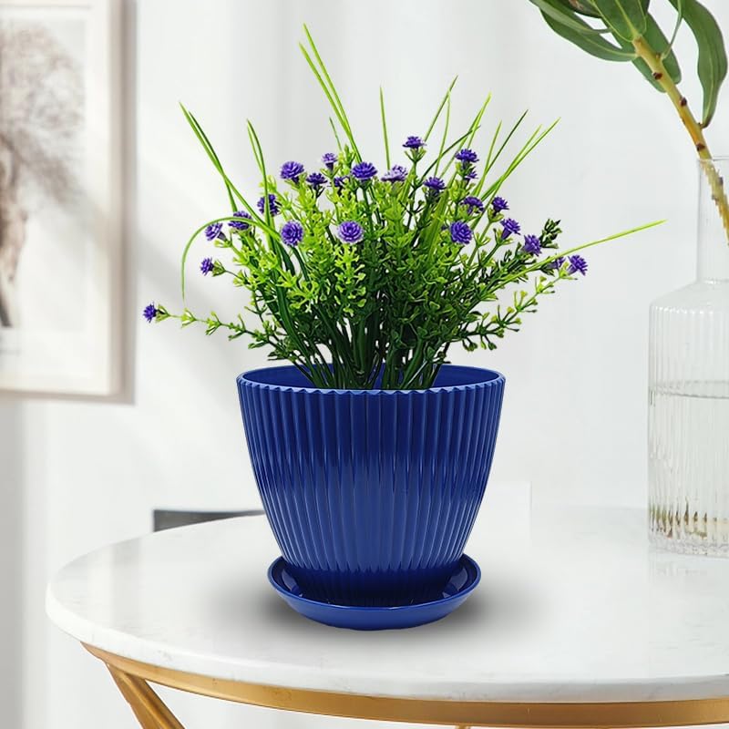 7.5/6.5/5.5/4.9/4.2/3.5 Inch Plant Pots with Saucers & Drain Holes - Indoor/Outdoor Flower Pots for