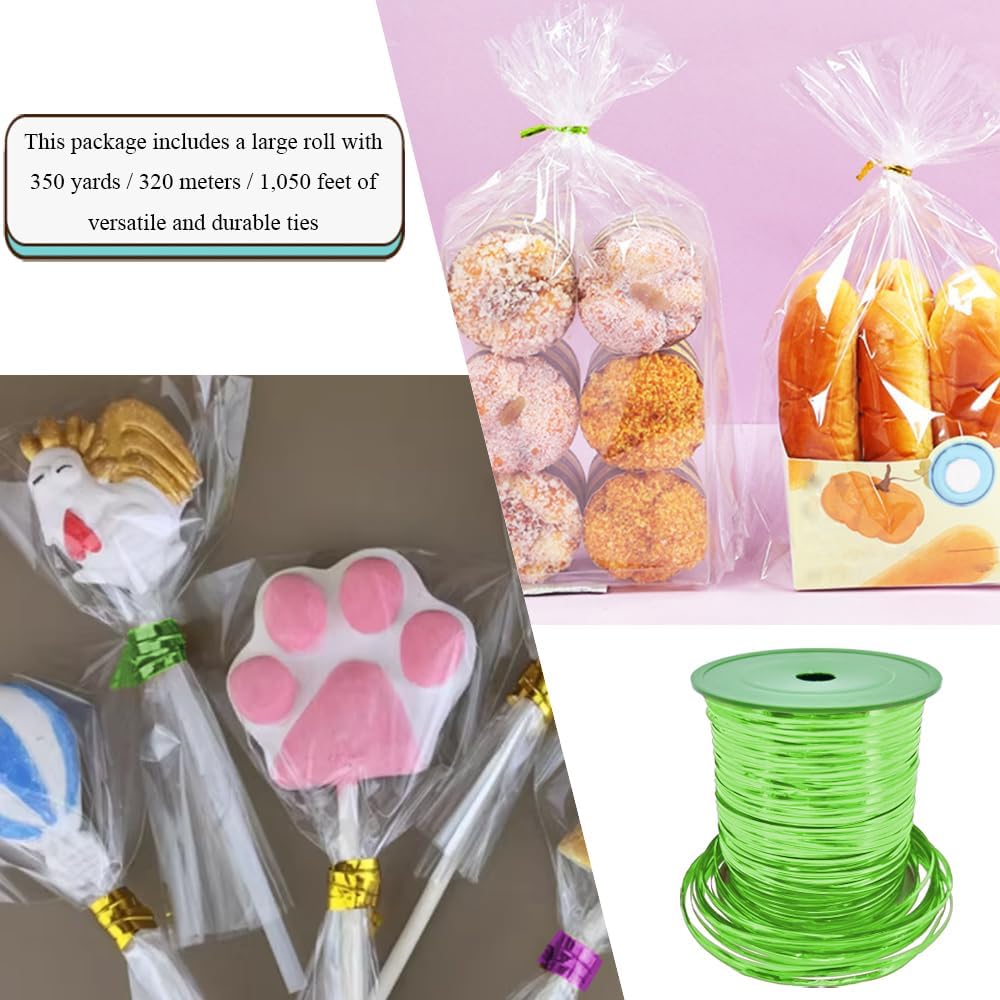 HAHIYO 350Yards/1050Feet/320M Green Metal Twist Ties for Bread Candy Coffee Plant Garden Cellophane