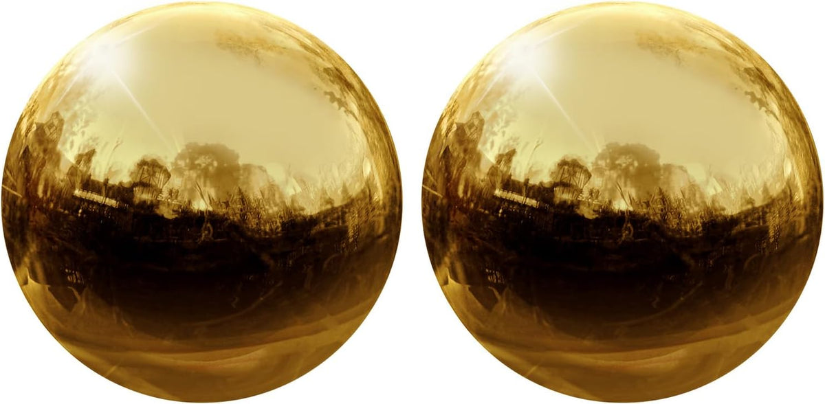 uxcell 2 Pcs Gazing Globe Decor Ball 3.5 Inch 90mm Reflective Garden Sphere Hollow Ball, Seamless