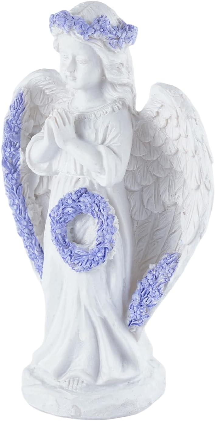Lavender Praying Angel Statues, Handmade Resin Craft Home Decor, Indoor & Outdoor Winged Angel