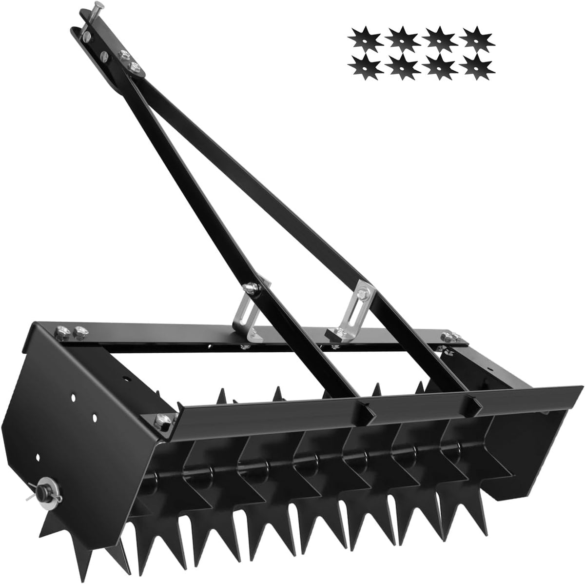 8 Pin Lawn Aerator, 45" Tow Behind Spike Aerators- 400lbs Heavy Duty Rolling Aerators, Galvanized