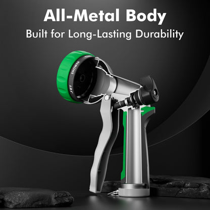 RESTMO Garden Hose Nozzle, Heavy Duty Metal Water Hose Nozzle with 7 Adjustable Spray Patterns