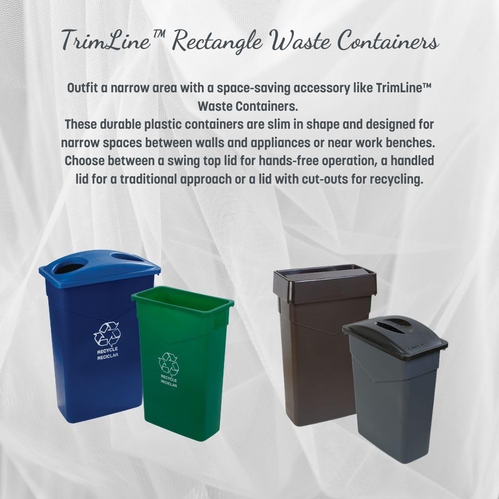 Carlisle FoodService Products 34202369 TrimLine Rectangle Waste Container Trash Can Only, 23