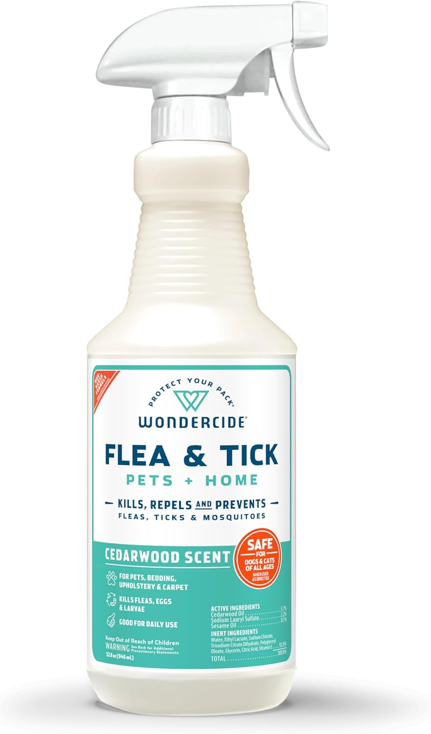Wondercide - Flea, Tick & Mosquito Spray for Dogs, Cats, and Home - Flea and Tick Killer, Control