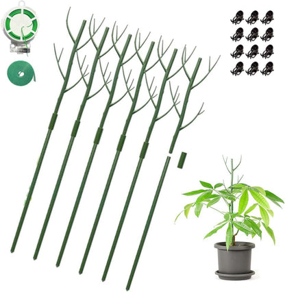 GardenPal 27.56" 6 Pack Detachable Twig Plant Support Stakes, Branch Sticks with Orchid Clips and