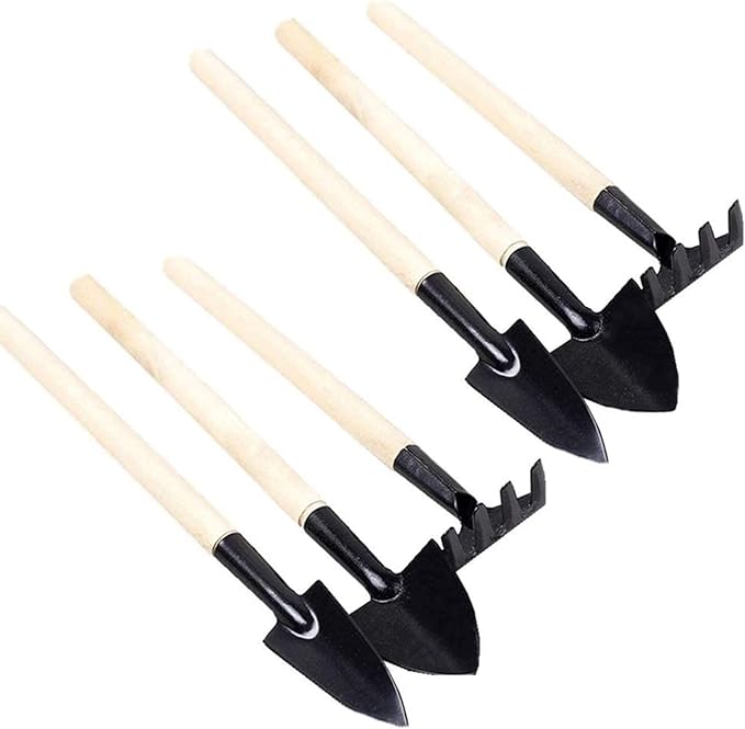 6 Pcs Garden Tools Mini Gardening Kit Plant Potted Flower Gadget Wooden Handles for Transplanting
