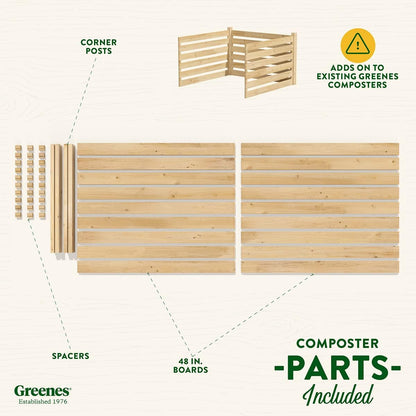 Greenes Fence Cedar Wood Composter Add-On Kit, 48" L x 48" W x 31" H / 309.17 gallons - Made in USA