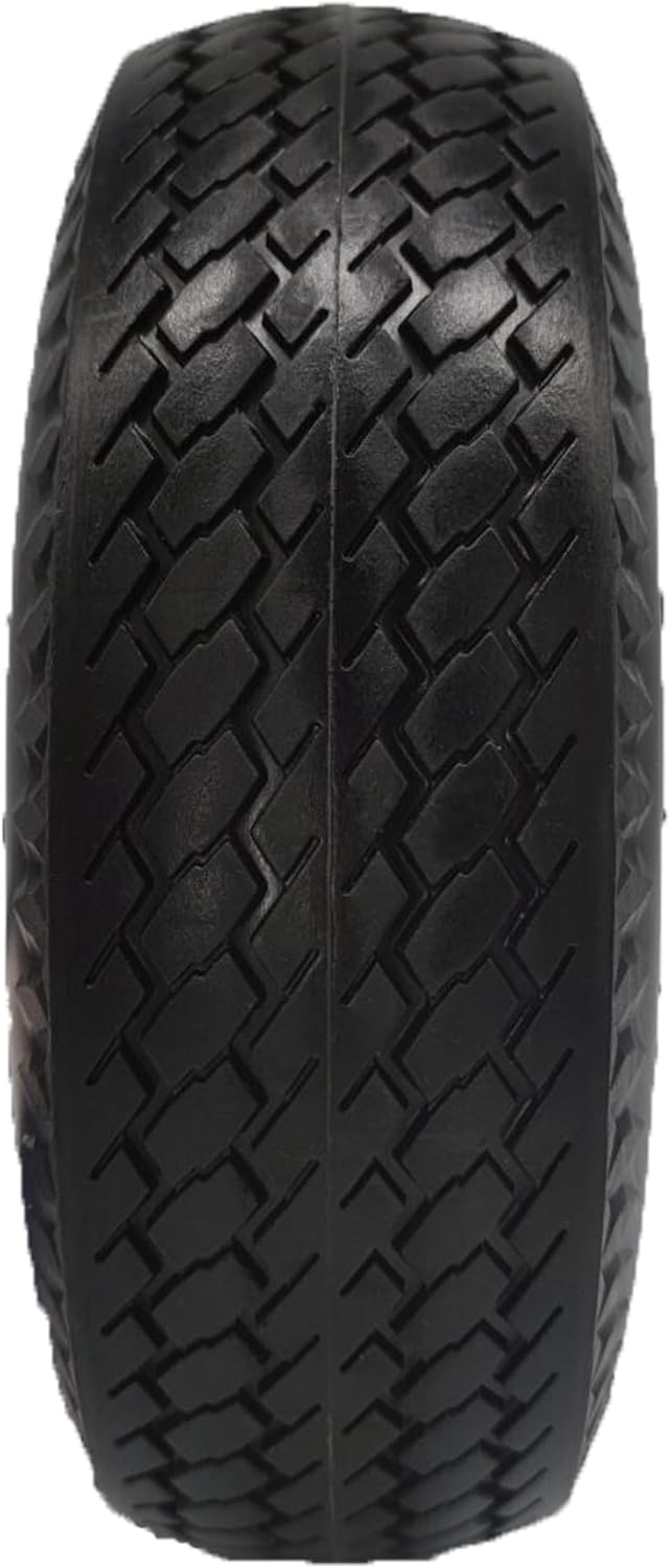 Flat Free 4.10/3.50-4 Tire with 3/4 & 5/8 Axle Bore, 3.5” Center Hub 10 inch Solid Tire Replacement