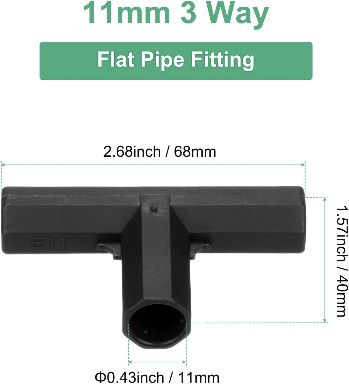 4 Pcs 11mm Greenhouse Frame Building Connectors, 3 Way Flat Pipe Fitting for Grape