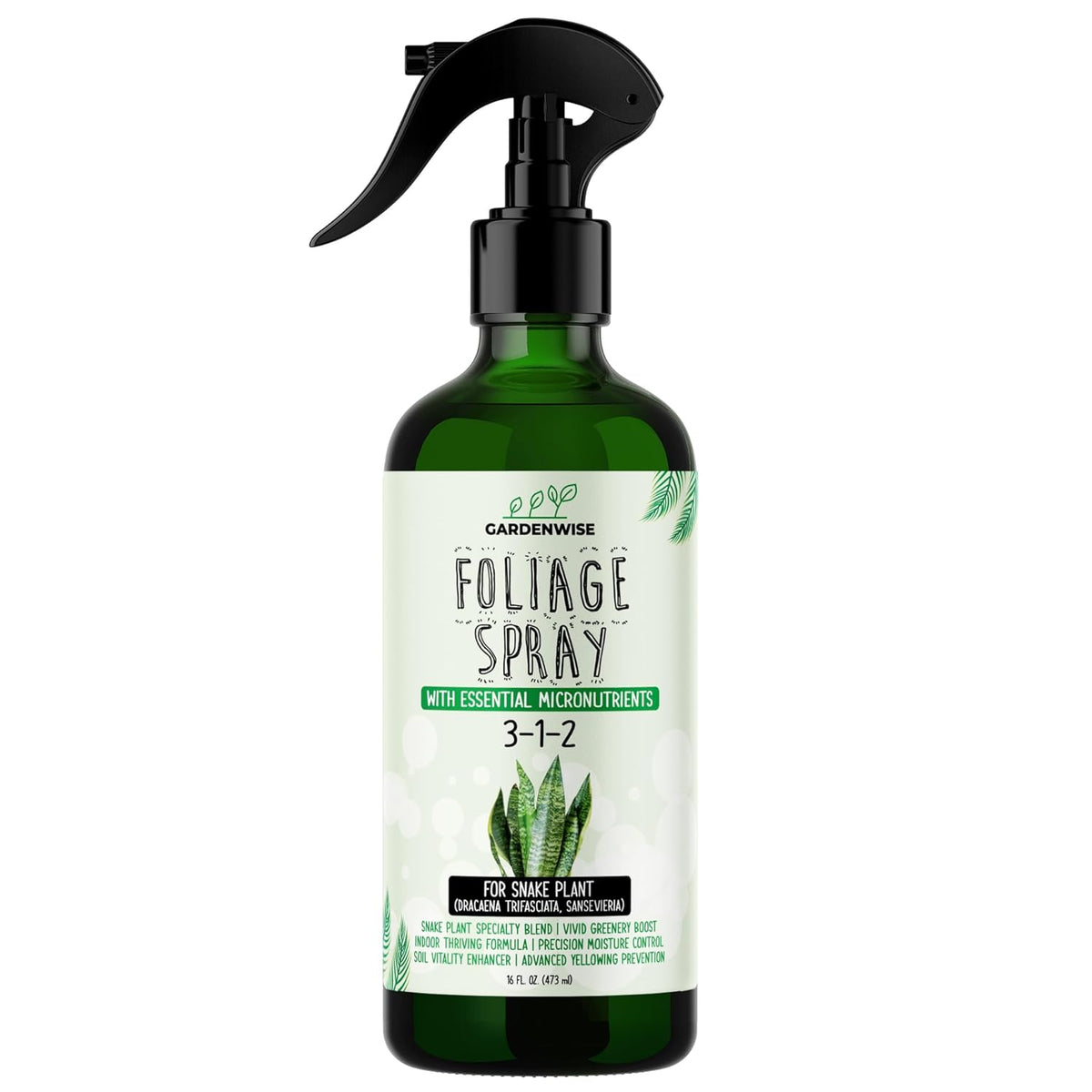 Professional Foliar Plant Spray with Essential Micronutrients 3-1-2 for Snake Plants, Dracaena