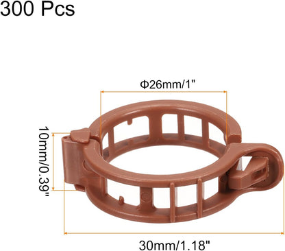 MECCANIXITY 300 Pcs Garden Plant Clips Fixing Clips Brown 30mm Adjusting Plant Lever Loop Clips for
