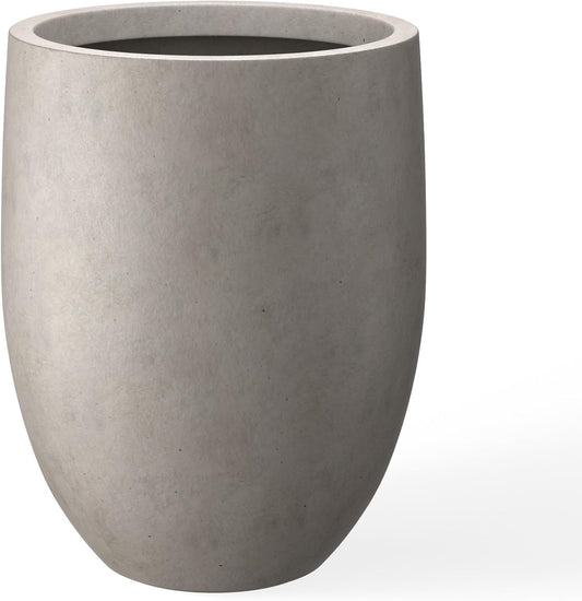 Kante 21.7" H Buff Concrete Tall Planter, Large Outdoor Indoor Decorative Pot with Drainage Hole