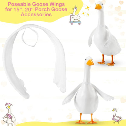 1 Pcs Poseable Goose Wings for 15”- 20" Porch Lawn Goose Outfit Accessories Poseable White Wings