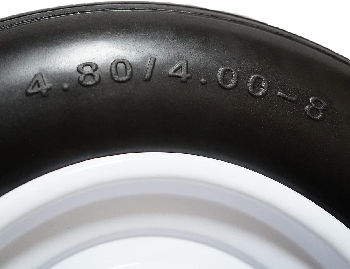 Set of 2 Wheelbarrow Tire 4.80/4.00-8 Flat-Free with 3/4 & 5/8 Wheel Bearing, 3-6" Hub 16" Solid