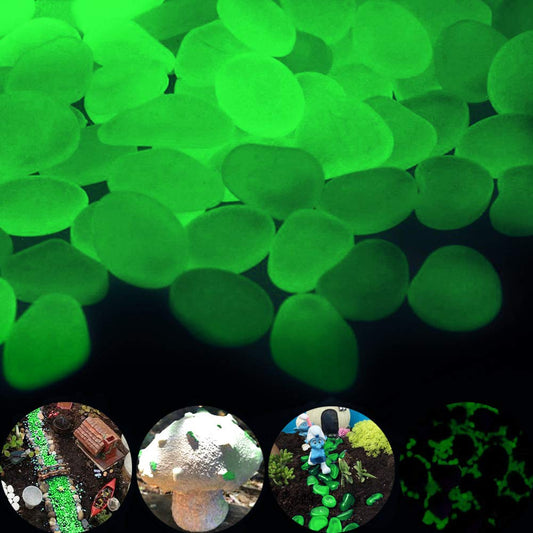 Glow Pebbles Green, 480 pcs Green Glowing Rocks for Outdoor Decor, Garden Lawn Yard, Aquarium