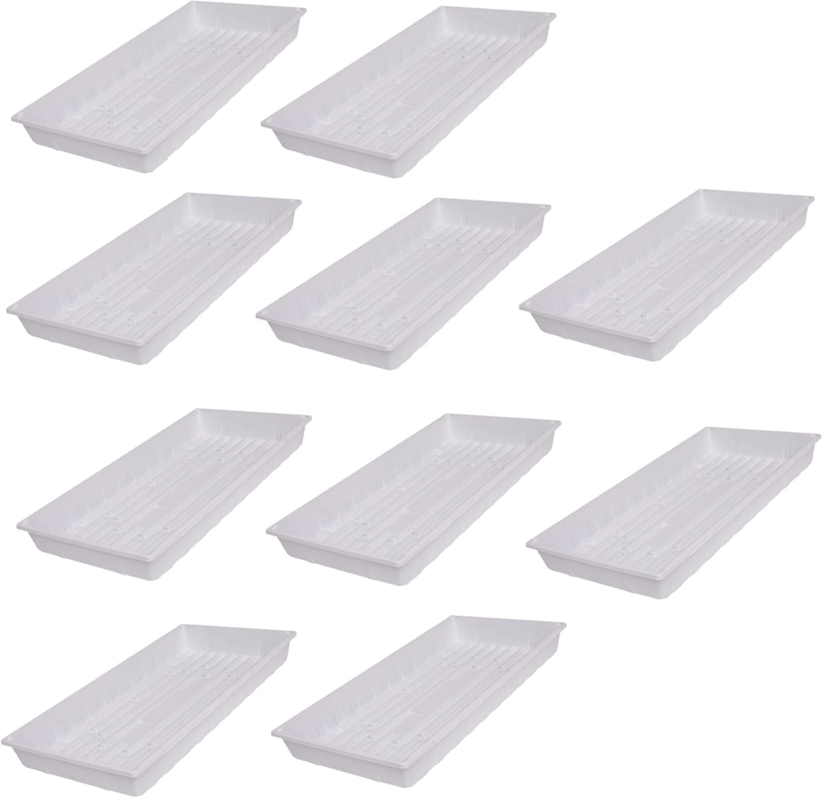 SUNPACK 10" x 20" Plastic Seed Starting Tray, White, 2.5" (Pack of 10) - No Drainage Holes, Perfect