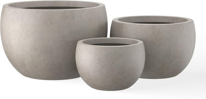 Kante 19.9",15.7",11.8" Dia Round Concrete Planter Set of 3, Outdoor/Indoor Large Bowl Plant Pots