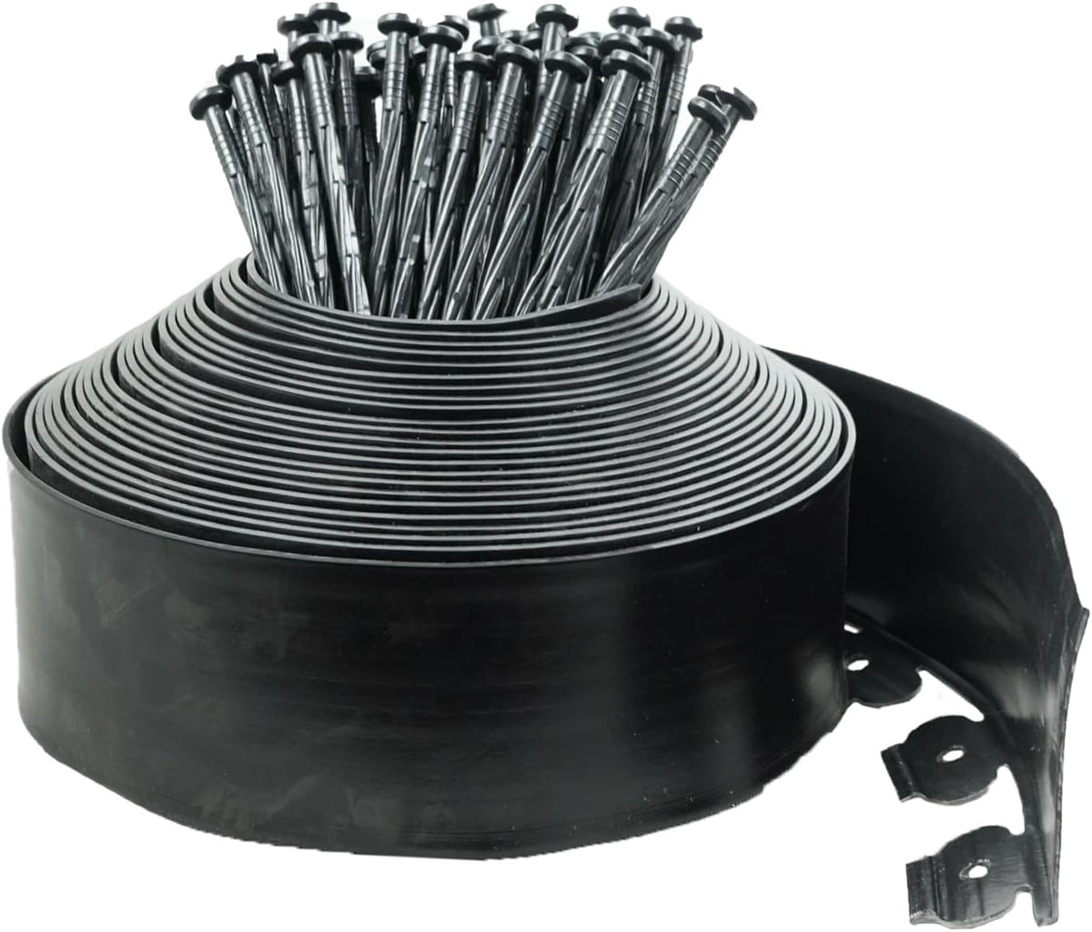 Hugeleaf Landscape Edging Border 60 Feet with 72pcs Spikes, 4inches Flexible Plastic Garden Edging