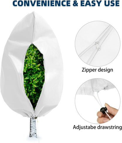 Homimp Plant Covers Freeze Protection, 4 Pack Frost Covers with Zipper Drawstring (23.6" x 31.5")