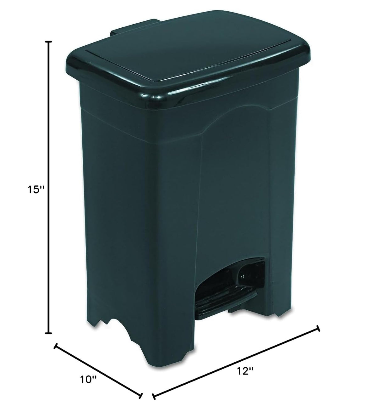 Safco Step On Plastic Trash Can with Foot Pedal, 4 Gallon Garbage Can for Kitchen, Bedroom, Office