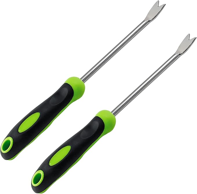 2 Pcs Dandelion Weeder Puller Tool with Soft Handle, Stainless Steel Garden Weed Remover Tool Weed